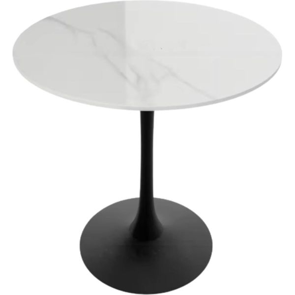 Tavolo Da Bar Rotondo Con Bordo A Bullone - 78 Cm - Pietra E Metallo Sinterizzato - Tavolo Da Bistrot E Da Cucina - Moderno E Robusto-image