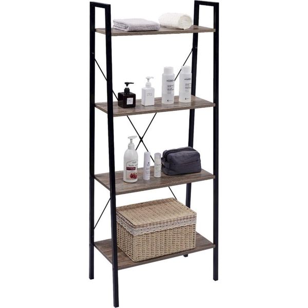 Libreria Bolt Edge - Industriale - 4 Livelli - Nero/Legno - 60×35×148Cm-image