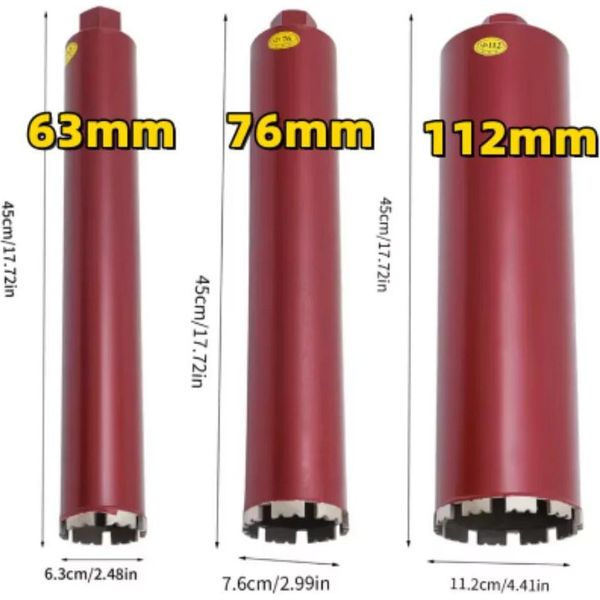 Punta Diamantata Per Carotaggi - 63 Mm - Secco/Umido - Per Calcestruzzo - Carotatura - A Mano - Arancione-image