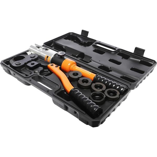 Pinze A Crimpare - Pinze A Crimpare Per Tubi Di Rame - Forza Di Crimpatura 10 T/100 Kn - Profilo M M12 M15 M18 M22 M28 - Alluminio, Acciaio Cr40 E 42Crmo - Arancione-image