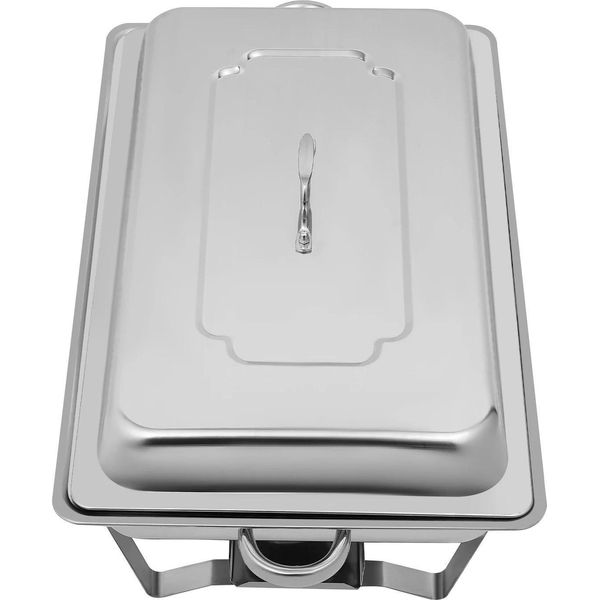 Scaldavivande - Chafing Dish 9 L - Acciaio Inox - Telaio Pieghevole - A Libera Installazione - 62×34×31 Cm - Argento-image