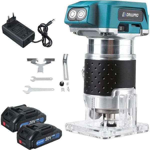 Fresatrice Per Legno - Fresatrice Per Bordi - 18 V - 2 Batterie - Motore Brushless - 6 Velocità - 30000 Giri/Min - Pinza Da 6,35 Mm - Arancione-image