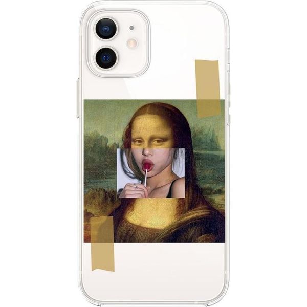 Custodia Per Iphone 12, Trasparente, Silicone Flessibile, Monna Lisa Con Lecca-Lecca-image
