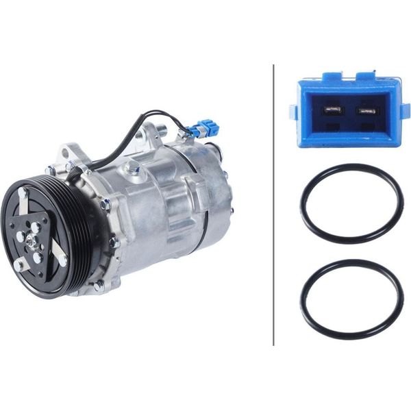 Compressore Climatizzatore 12 V Ø 119 Hella Thermo-Expertise Adatto, Tra L'altro, Per Vw Passat-image