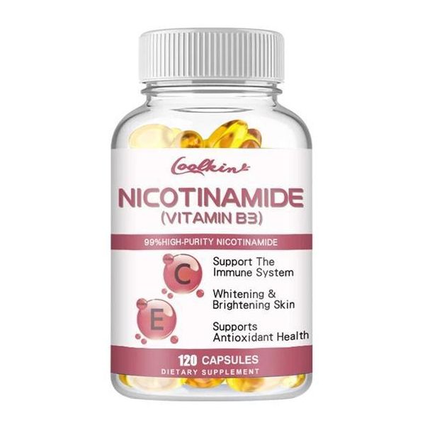 Nicotinamide Vitamina B3 + Vitamina C, E (120 Capsule) Integratore Alimentare, Pelle, Antiossidante, Salute Della Pelle, Sistema Immunitario, Schiarente Per La Pelle-image
