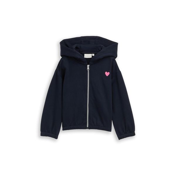 Tom Tailor MäDchen Cropped Hoodie Sweatjacke Mit Stickerei, Blau, Uni, Gr. 116/122-image