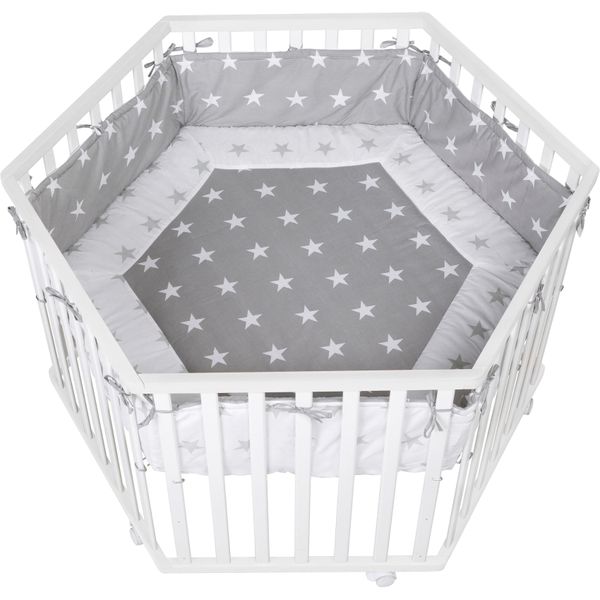Laufgitter Roba "Little Stars, Natur, 6-Eckig", Baby, Beige (Natur), LaufstäLle Laufgitter, Mit Stoffeinlage Und Nestchen-image
