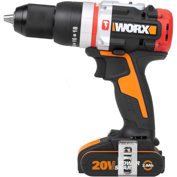 Akku-Schlagbohrmaschine Worx "WX354", Bunt (Schwarz, Orange), B:18,7Mm H:6,5Mm L:20,4Mm, Bohrmaschinen, BüRstenloser Motor, 18+1+1 Drehmoment, 60Nm, Inkl. 2 Akkus & LadegeräT-image