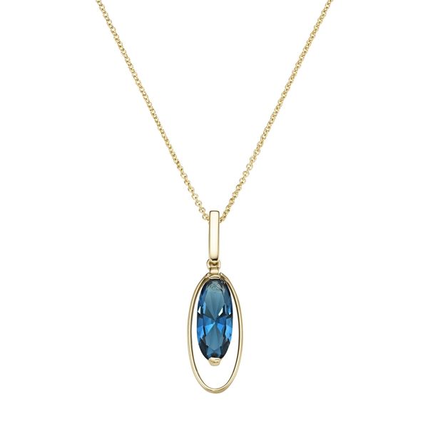 Kette Mit AnhäNger Luigi Merano "AnhäNger Mit Blautopas, Gold 375", Blau, Halsketten, Damen, 45Cm, Gelbgold 375-image