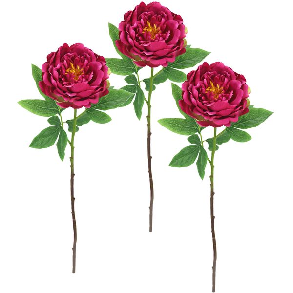 Kunstblume I.Ge.A. "PäOnie Bauernrose", Rosa (Dunkelrosa), B:20Cm H:60Cm L:14Cm, Polyester, Kunstpflanzen, Pfingstrosen Einzelblume, 3Er Set-image