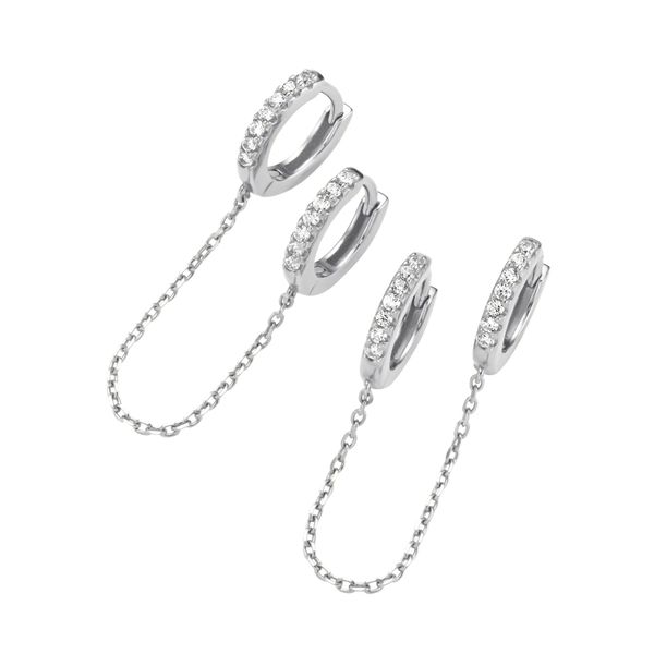 Paar Creolen "Mit Zirkonia, Silber 925", Silber, Giorgio Martello Milano, Ohrringe, Damen, Silber 925 (Sterlingsilber)-image