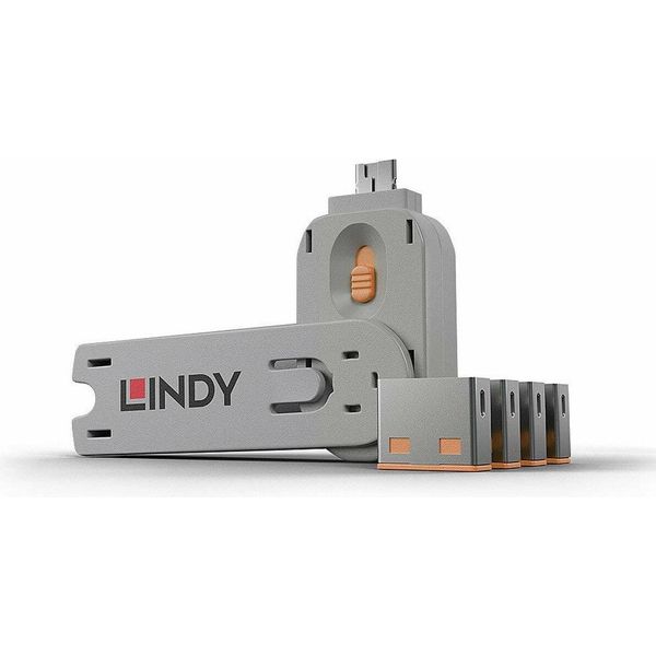 Lindy 40453 Lin Usb Port Schloss 4St. Mit SchlüSsel | Code Orange-image