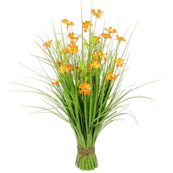 Kunstgras I.Ge.A. "Mit CosmeablüTen", Orange, B:32Cm H:68Cm L:32Cm, Obermaterial: 90% Kunststoff, 10% Polyester, Kunstpflanzen, Grasbusch, KüNstlich, Dekogras-image