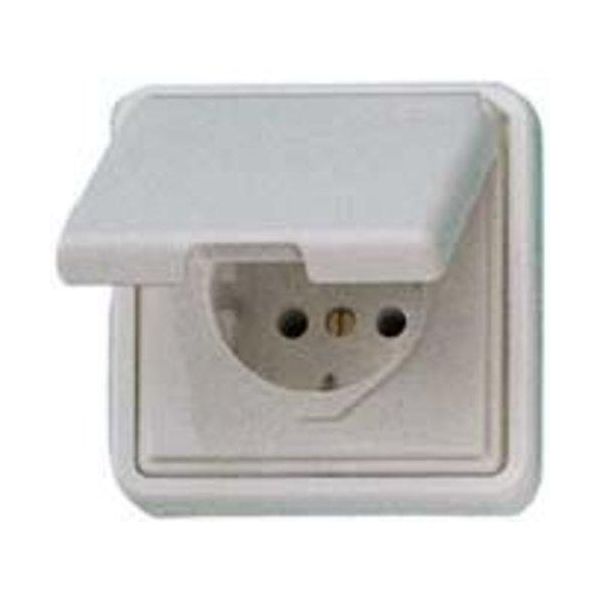 Presa Di Corrente Kopp Da Incasso A Prova Di Umidità Standard IP44 Bianco Artico Coperchio A Cerniera-image