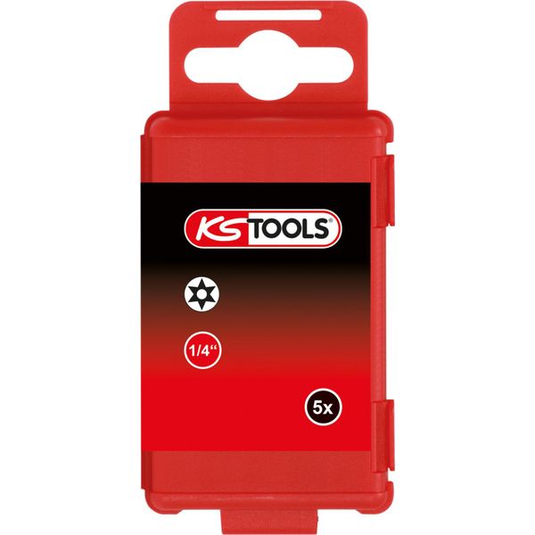 Ks Tools 1/4 Torsionpower Bit Tx, 75Mm, TB30, Con Foro, Confezione Da 5, 918.3676-image