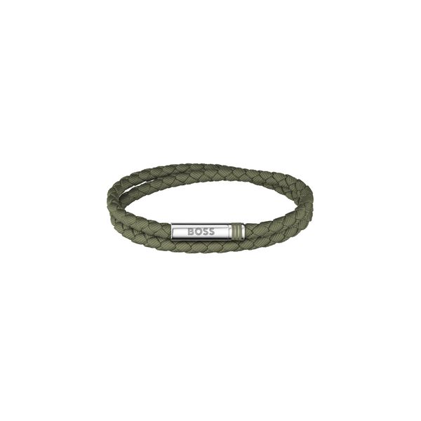 Armband Boss "Ares Summer", Khaki, Edelstahlfarben, ArmbäNder, Herren, 19Cm, Edelstahl Nylon, Edelstahl, Nylon, Armband, Emaille-image