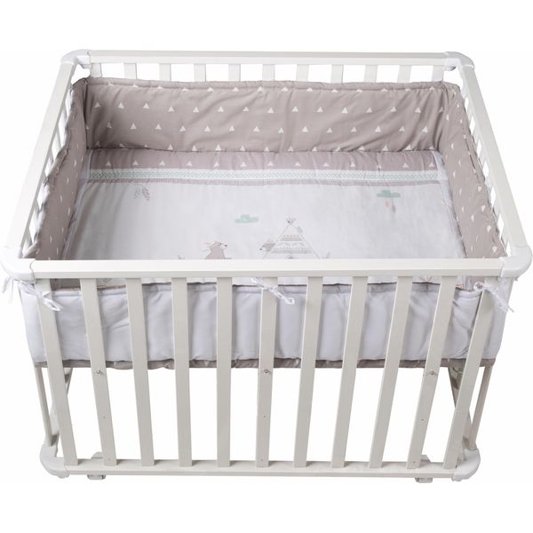 Laufgitter Roba "IndibäR, Weiß, 75X100 Cm", Baby, Weiß, LaufstäLle Laufgitter, Mit Stoffeinlage Und Nestchen-image