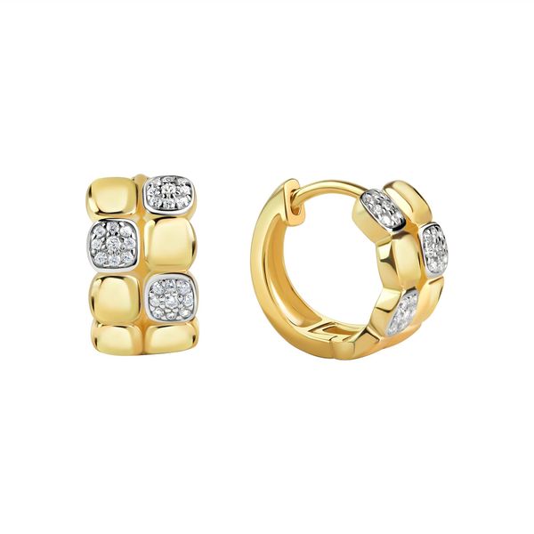 Paar Creolen Firetti "Schmuck Geschenk Silber 925 Ohrschmuck Ohrringe Vierecke Bicolor", Gelbgoldfarben, Silberfarben, Kristallweiß, Kristallweiß, Ohrringe, Damen, 16Mm, Silber 925 (Sterlingsilber), Mit Zirkonia (Synth.)-image