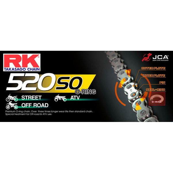 Catena Rk "520S0"" 5/8 X 1/4, Catena O-Ring, Forza Di Trazione 118 Maglie, N"-image