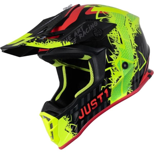 Casco Moto JUST1 J38 Mask Giallo Neon/Rosso/Nero Xl-image