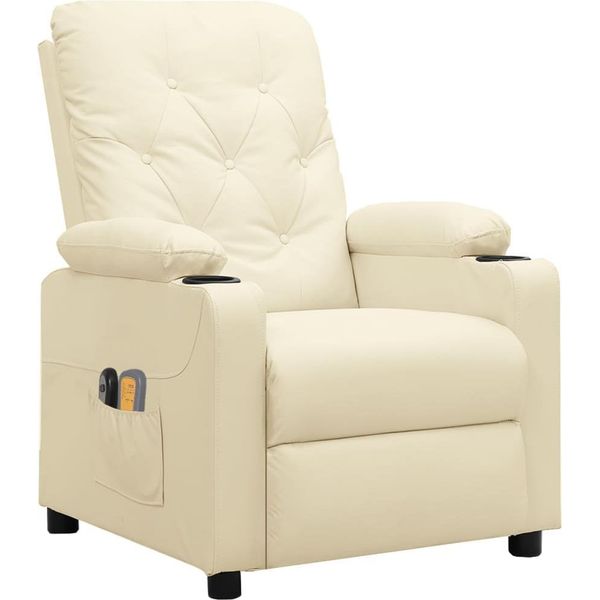Syfax™ Poltrona Massaggiante Elettrica Crema Pelle Finta-image