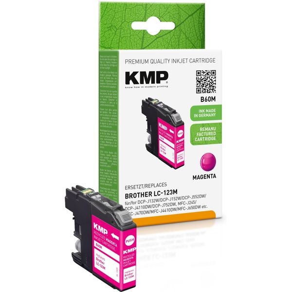 Kmp Printtechnik Ag 1525,4006 Kmp Patrone Brother LC-123M 600 S. Magenta Remanufactured-image