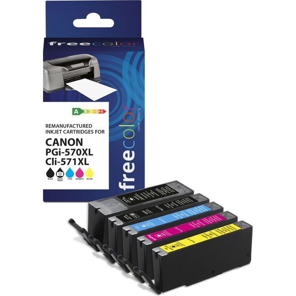 Freecolor K10519F7 Freecolor Patrone Canon PGI-570XL Black + CLI-571XL Bk/C/M/Y Remanufactured-image
