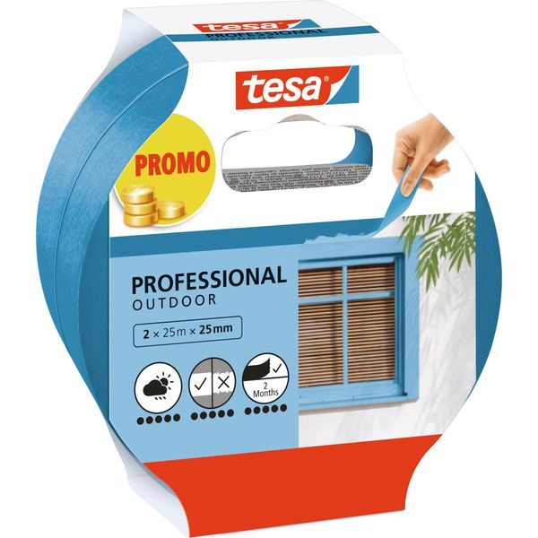 Tesa Professional Outdoor 56214-00000-03 Malerabdeckband Blau (L X L) 50 M X 25 Mm 2 St-image