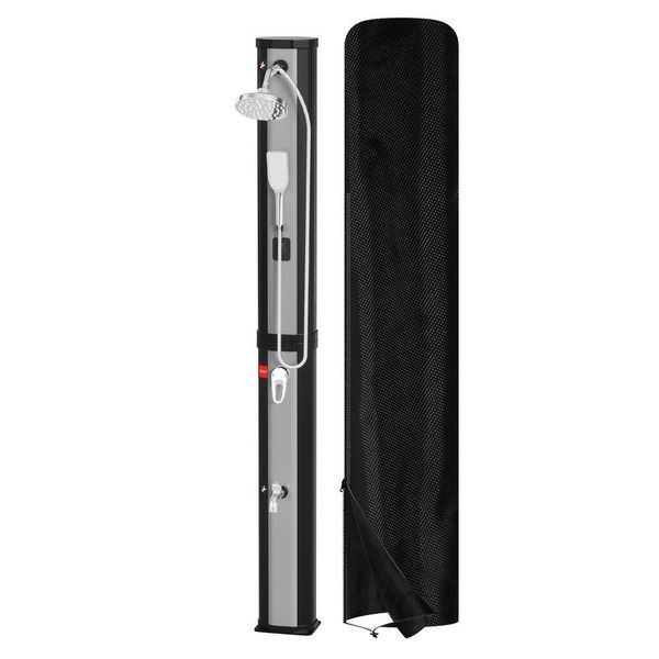 Doccia Solare Tolletour 20-60 Litri | Soffione Orientabile E Doccia A Pedale | Nero/Argento | Fino A 60°C | Con Tubo Da Giardino-image