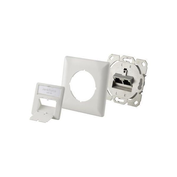 Presa Di Rete Renkforce Da Incasso Con Piastra Centrale E Telaio Cat 6A 2 Porte Bianco (RF-4695152)-image