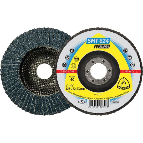 Klingspor Smt 624 Platorello Abrasivo, 150 X 22,23 Mm Grana 60 Bombato 10 Pz.-image