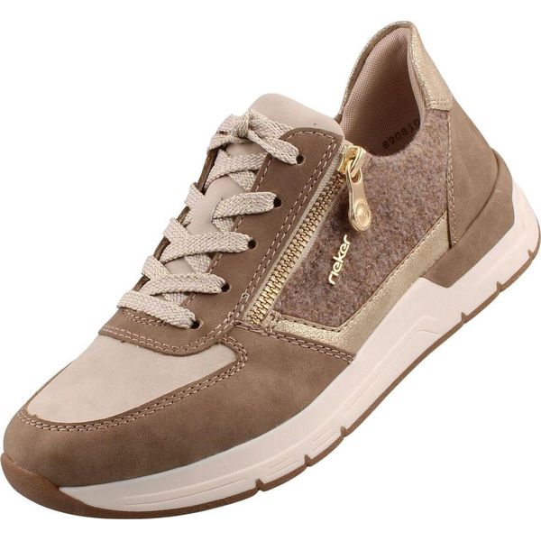 Rieker Scarpa Da Donna Con Zip E Lacci Con Solette Sciolte 58902, Misura:38 Eu, Colore:Beige-image