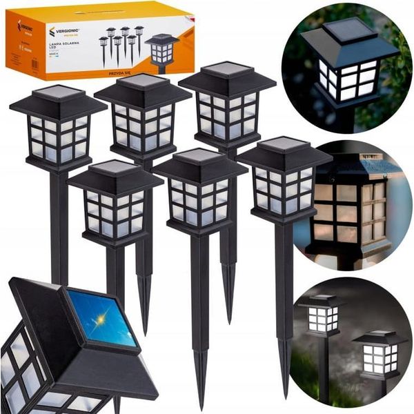 Vergionic 0793 Lampada Solare Da Giardino, 27 Cm, IP44, 6 Pz-image