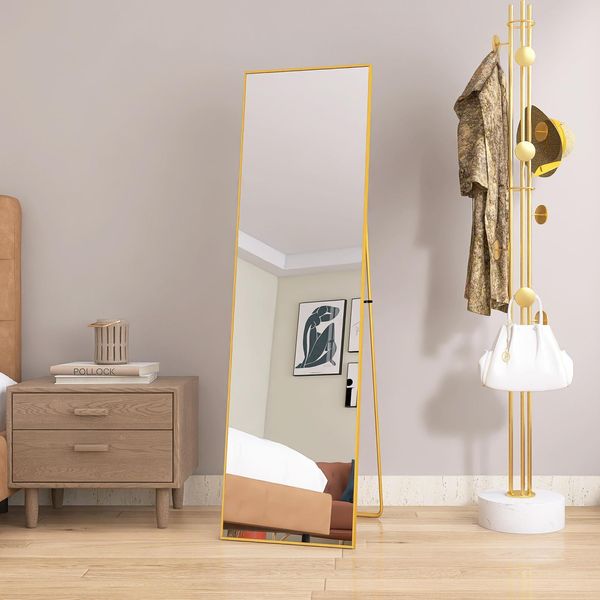 Specchio Da Appoggio Proximax 140X40Cm A Figura Intera Con Magnifica Cornice In Metallo Dorato - Formato Grande Hd Per Una Vita E Una Vestizione Eleganti-image