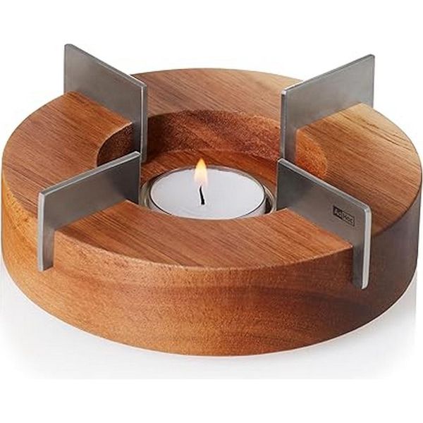 Piastra Riscaldante E Scaldavivande In Legno Di Acacia E Acciaio Inox Da 14,5 Cm Adhoc Tk48-image