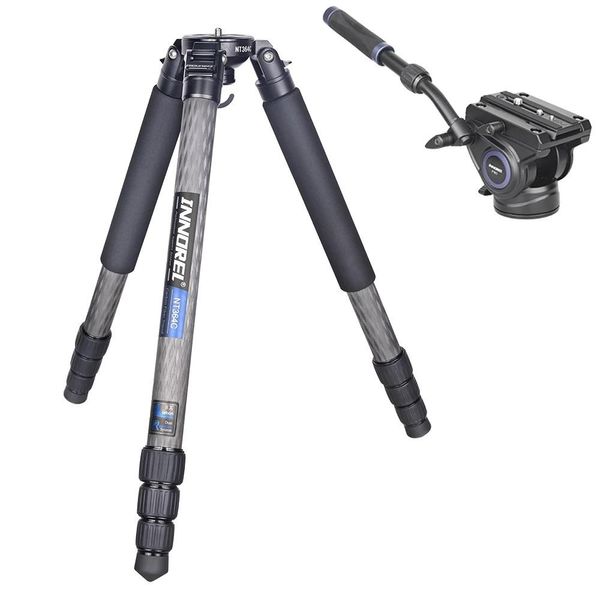 Treppiede Professionale In Fibra Di Carbonio, Capacità Di Carico Di 25 Kg, Altezza Massima Di 160 Cm E Testa Fluida F80-image