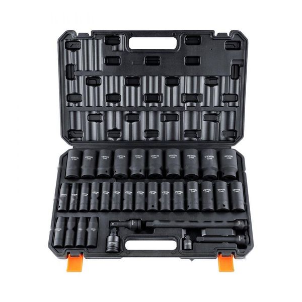 Set Di Avvitatori A Impulsi - A 6 Punte - Da 1/2 Pollice - 34 Pezzi - Set Di Utensili A Cricchetto Per Bit.-image