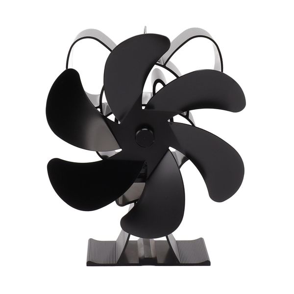 Ventilatore Termico A 6 Pale Per Stufe A Legna E Caminetti – Aumenta La Circolazione Dell'aria Calda, Funzionamento Silenzioso, Nero-image