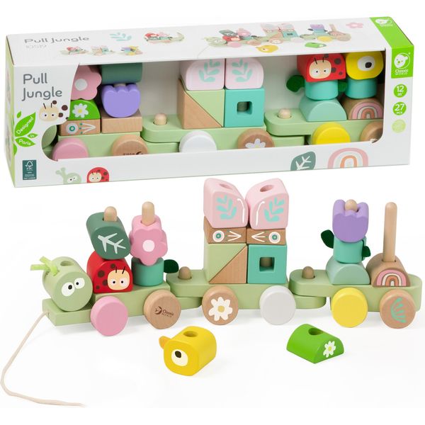 Mondo Classico Montessori Puzzle In Legno Con Un Bruco Sulla Ferrovia-image