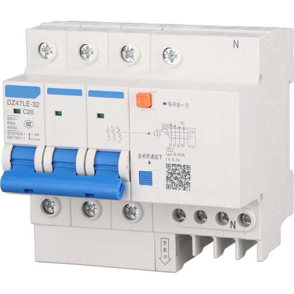 Interruttore Di Corrente, Interruttore, DZ47LE 32 3P+N C20, Interruttore Di Protezione Contro Le Perdite, Interruttore Di Protezione Contro Le Perdite Da 400 V-image