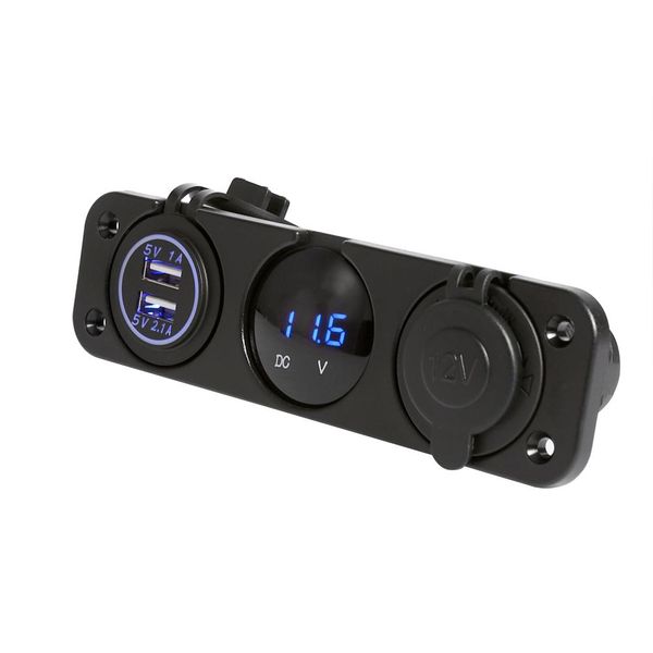 Pannello A 3 Fori, Doppia Presa Di Corrente Usb, Pannello Della Presa Di Corrente, Pannello Della Presa Di Corrente Del Voltmetro Del Caricatore, Doppia Presa Di Corrente Usb-image