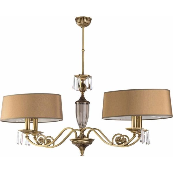 Casa Padrino Lampada A Sospensione In Cristallo Barocco Ottone Con Patina / Marrone 101 Cm-image