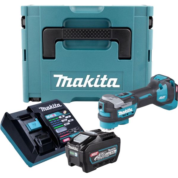Makita Tm 001 GT101 Utensile Multifunzione A Batteria 40 V Max. Starlock Max Brushless + 1X Batteria Ricaricabile 5,0 Ah + Caricabatterie + Makpac-image
