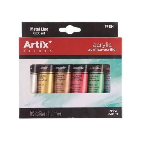 Artix PP184 Metalic Set Di Colori Acrilici 6 Colori X 35Ml-image