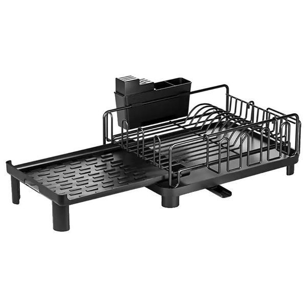 Scolapiatti, Design Estensibile A 2 Livelli, Resistente Portaposate, Organizzatore Da Cucina Multifunzionale,-image