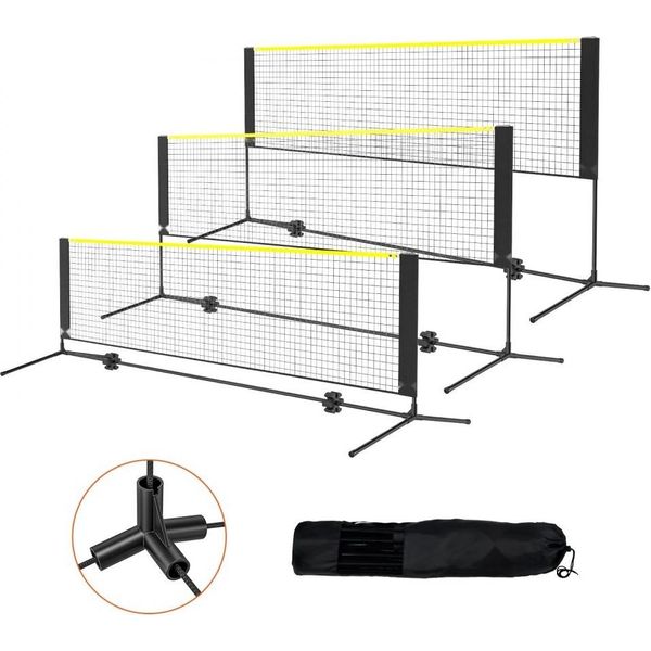 Rete Da Badminton Regolabile In Altezza - Rete Da Pallavolo Larga 3 M - Rete Da Pickleball Pieghevole - Set Di Reti Da Tennis Portatile Con Pali, Supporto E Borsa Per Il Trasporto - Ideale Per I Giochi In Giardino-image