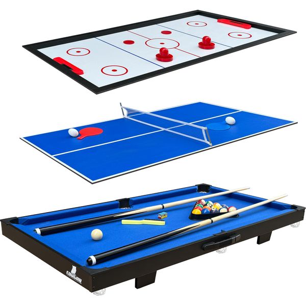 Cougar All-In-One 3-In-1 Tavolo Multigioco In Blu | Mini Tavolo Da Gioco Multifunzione | Multigame-image