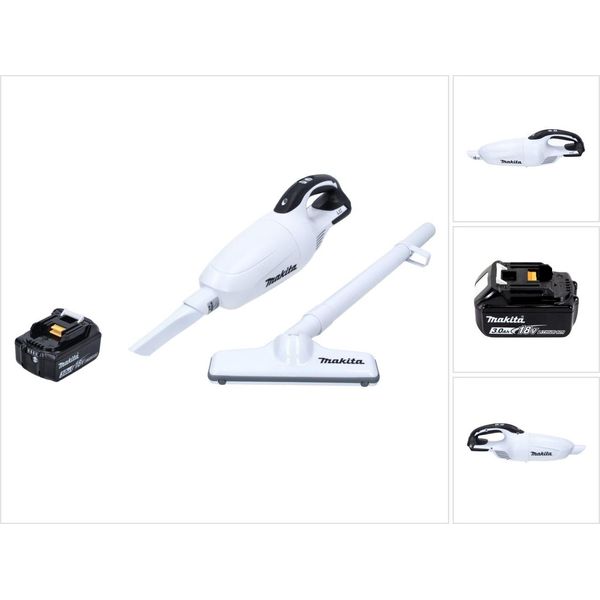 Aspiratore A Batteria Makita Dcl 181 FF1 W 18 V Bianco + 1X Batteria Ricaricabile 3,0 Ah - Senza Caricabatterie-image
