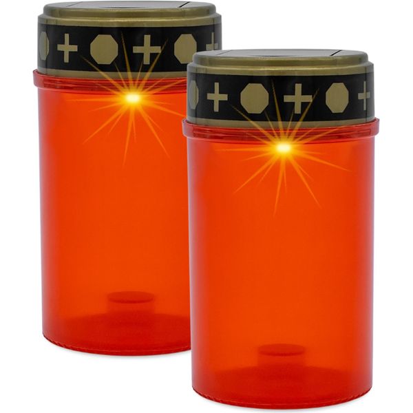 Faro Solare A Led Con Picchetto A Terra - Set Di 2 - Colore Del Faro: Rosso-image