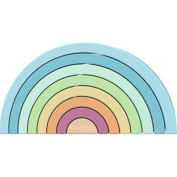 Tooky Toy Blocchi Da Costruzione Arcobaleno In Legno | Blocchetti Da Costruzione - Per Lo Sviluppo Della Motricità Fine E Il Gioco Creativo | Giocattoli Montessori-image